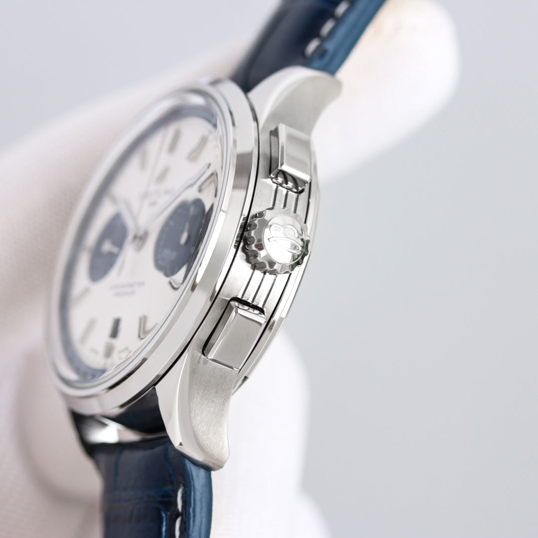 Chronograph - White Blue - Blue Leather - Automatic - 42mm