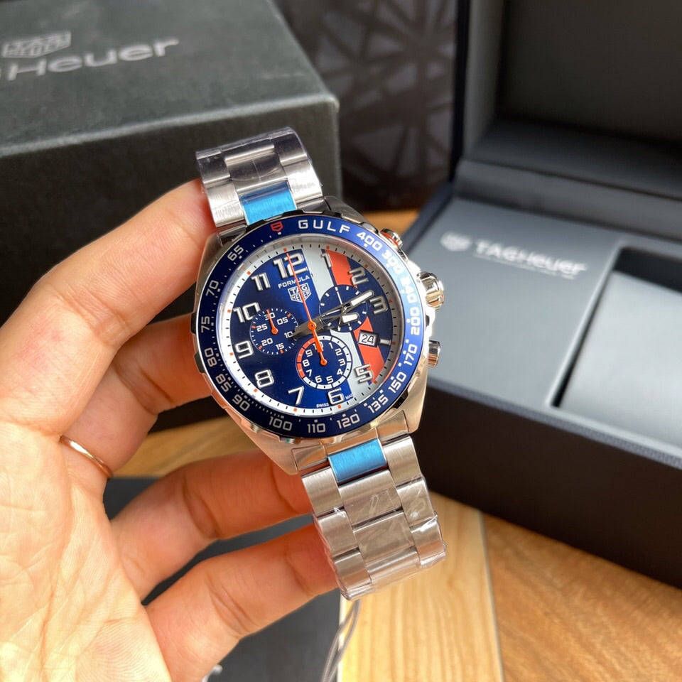 Blue - Silver 904L steel - Quartz - 41mm