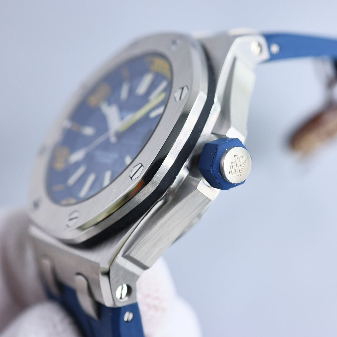 TOP! - 316L Steel - Blue rubber - Automatic - 42mm