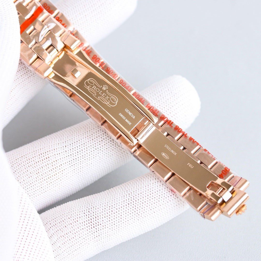 L-Dweller - 127336- White Rhinestones bezel - Yellow 904L Steel- Ultra-thin-Automatic - 40/36mm