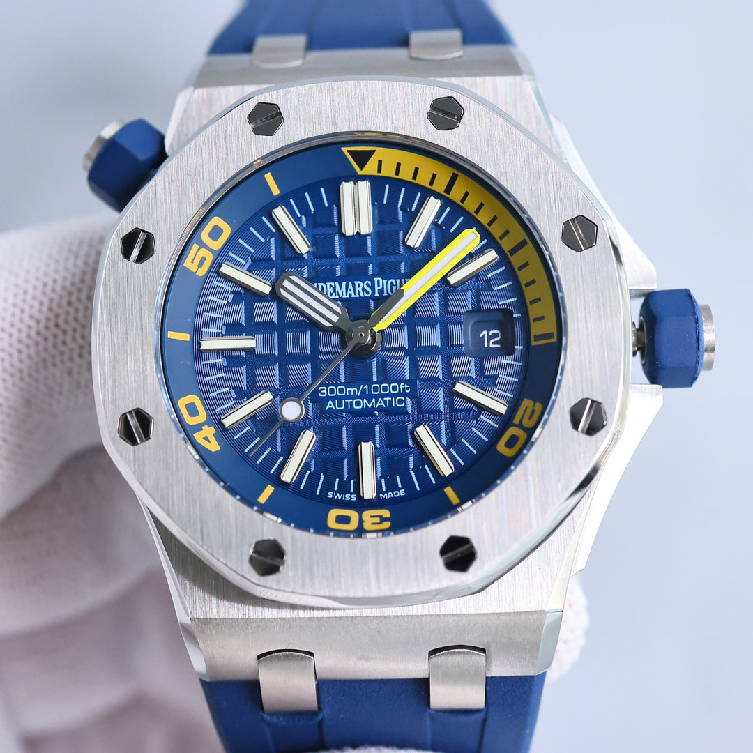 TOP! - 316L Steel - Blue rubber - Automatic - 42mm