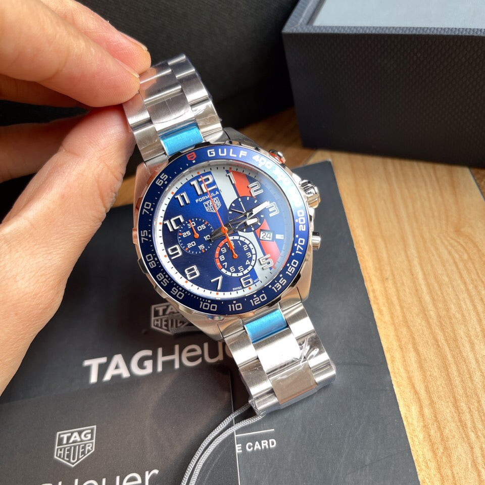 Blue - Silver 904L steel - Quartz - 41mm