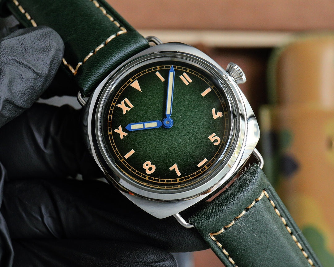 Green Silver - Green Leather - Automatic - 44mm