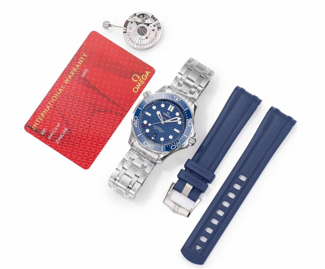 š„Limited Time Offer!-VS- 210.30.42.20.03.001- Blue -Silver 904L Steel -Free Rubber Strap- Automatic -42mm