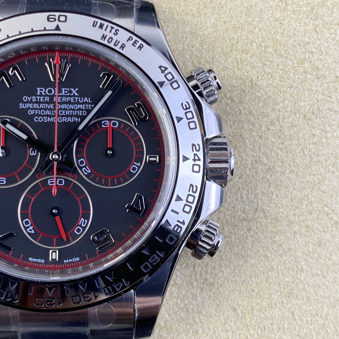 Chronograph -C-Factory -Black Red Steel- Silver 904L Steel- Automatic - 40mm