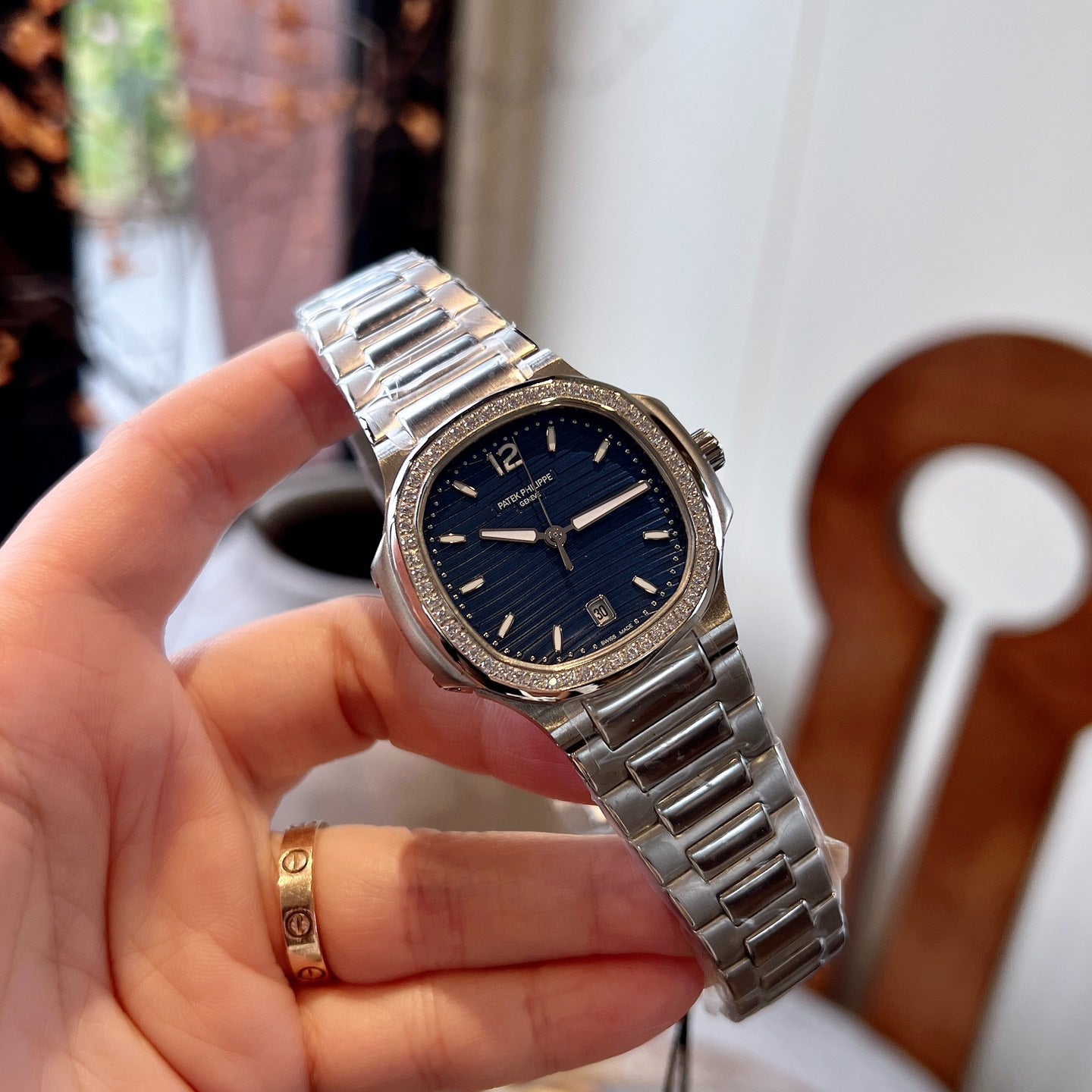 Lady - Blue - Rhinestones Bezel 316L Steel - Quartz - 35mm