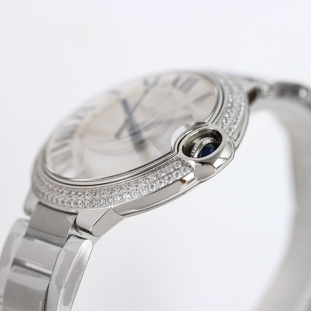 Luxury Diamond Bezel -White -White Silver - 904L Steel- Automatic - 36/42mm
