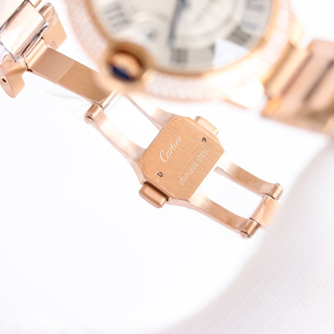 Luxury Diamond Bezel -White -Rosegold - 904L Steel- Automatic - 36/42mm