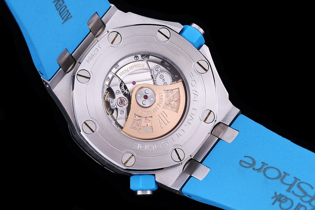 TOP! - 316L Steel - Babyblue rubber - Automatic - 42mm