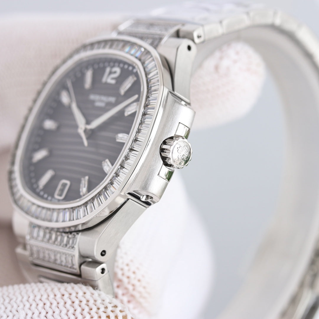 Lady - Black - Rhinestones Bezel 316L Steel - Automatic - 35mm