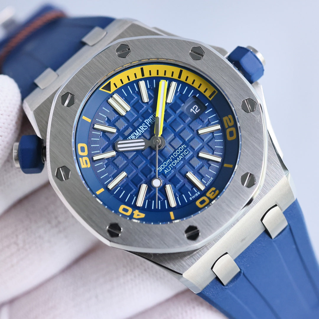 TOP! - 316L Steel - Blue rubber - Automatic - 42mm