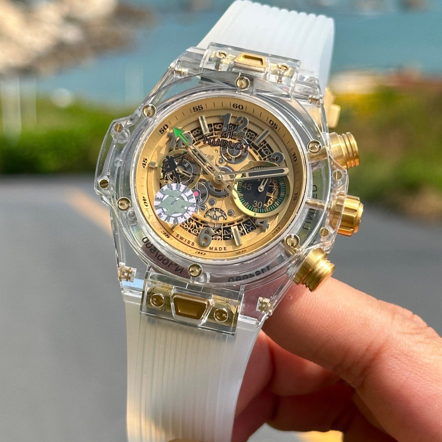 Chronograph -Sapphire glass - White Rubber - Automatic - 45mm