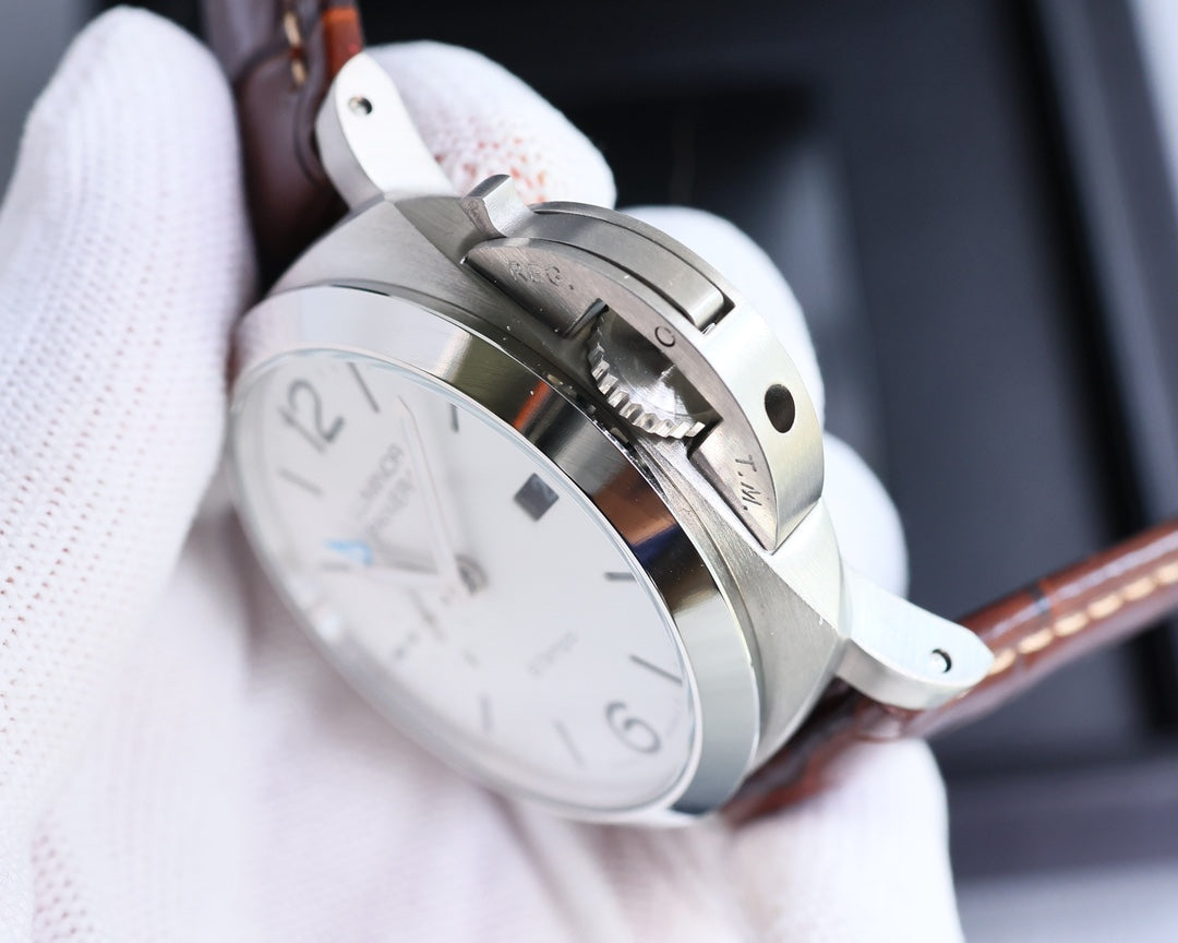 White 316L - Brown Leather - Automatic - 44mm