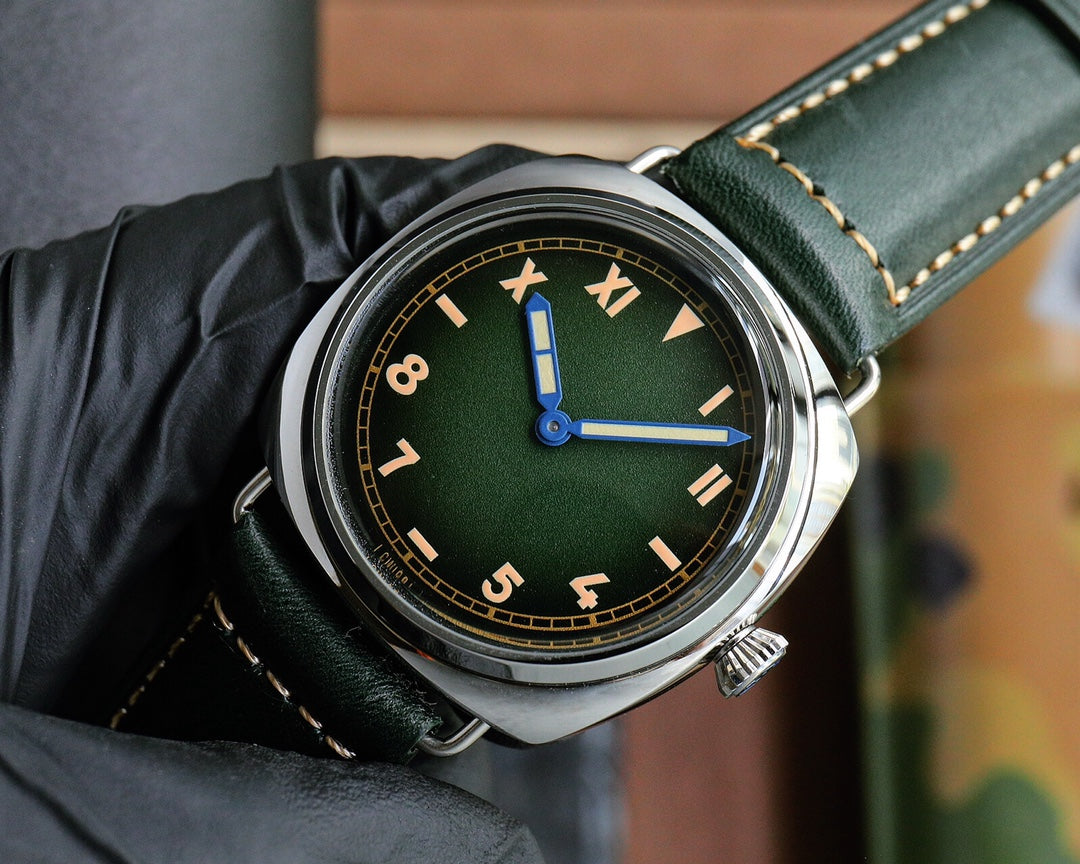 Green Silver - Green Leather - Automatic - 44mm