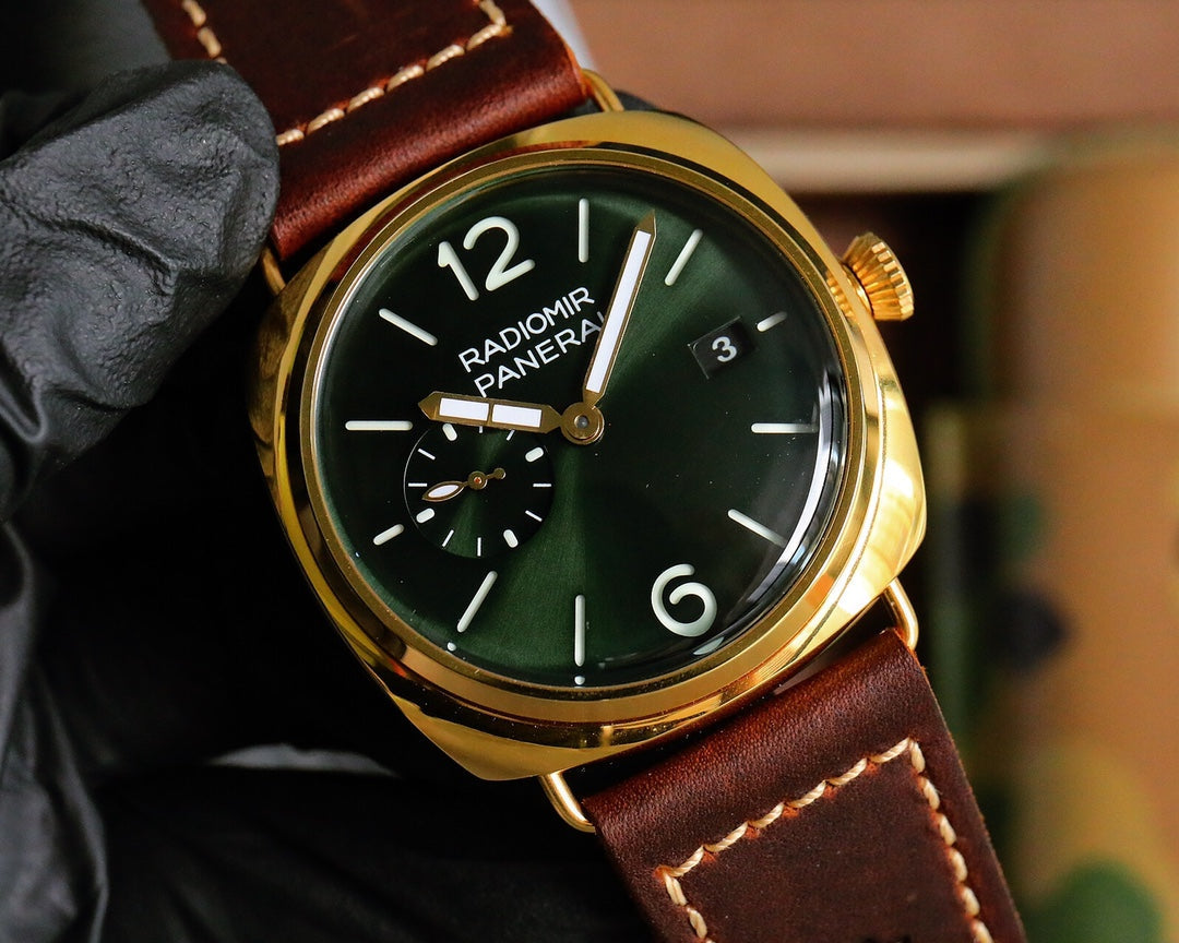 Green Rosegold - Brown Leather - Automatic - 44mm