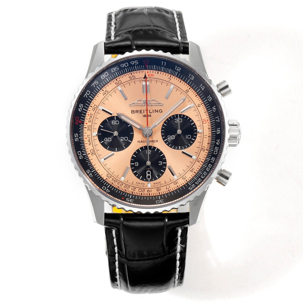Chronograph - Black Ceramic - Orange- N-Timer - Black Leather - Automatic - 43mm