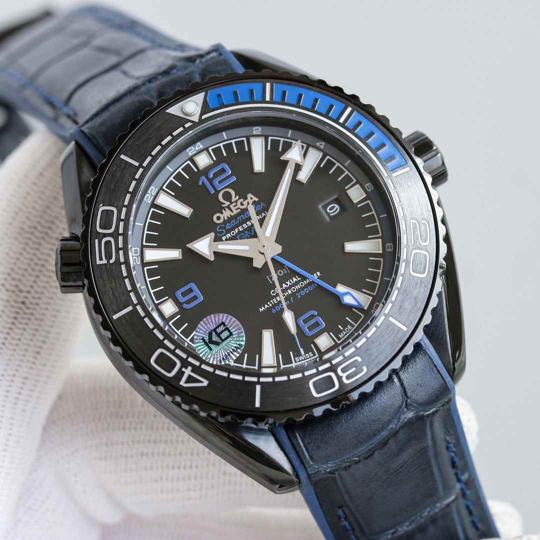 L Size Black Blue Steel - Blue Leather - Automatic - 45.5mm