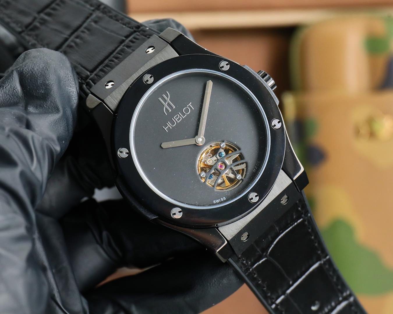 Black - Black Leather - Automatic - 45mm