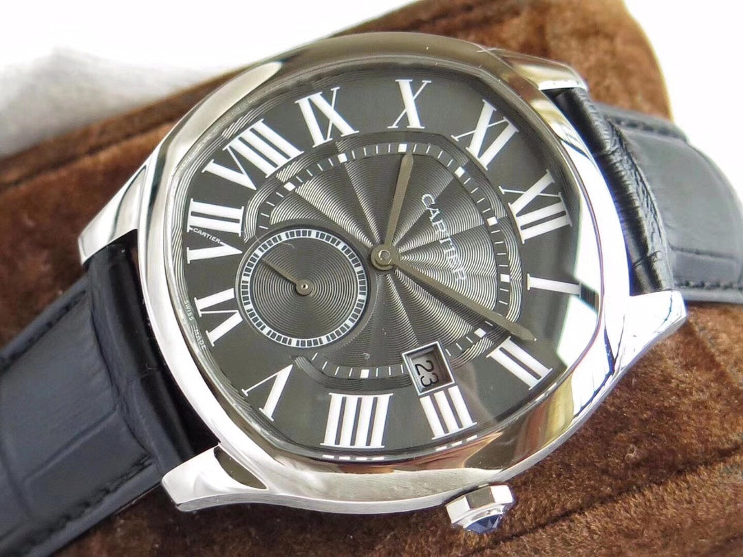 DRIVE-WSNM0009 - Grey Silver- Black Leather - Automatic - 40*41mm