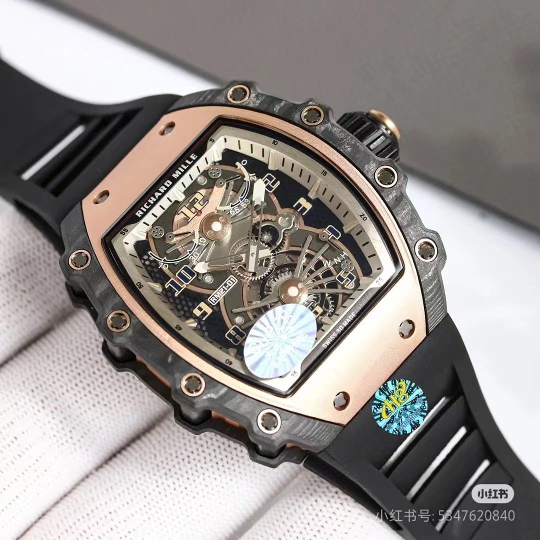 Rosegold Ceramic -Black Rubber - Automatic - 40*51mm