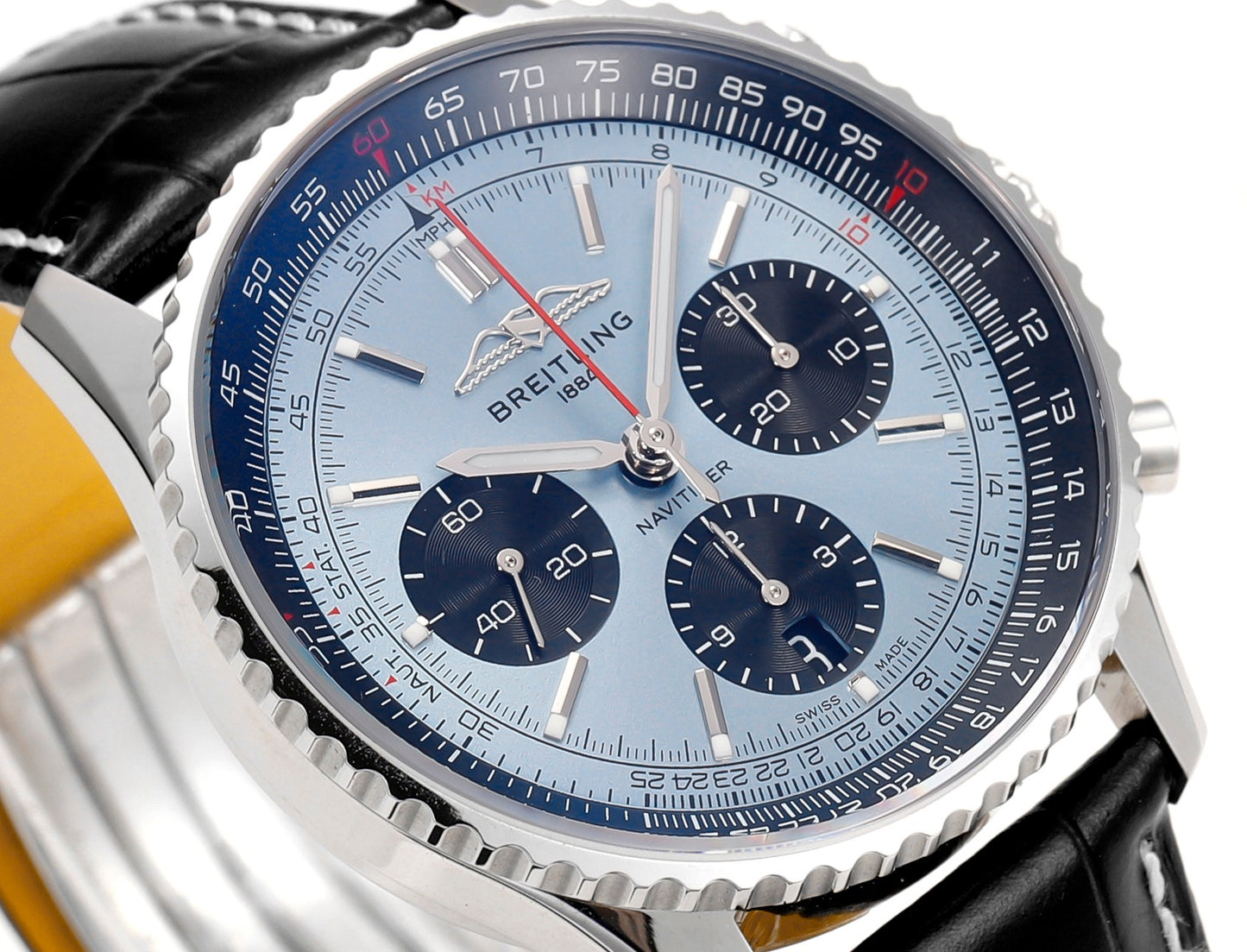 Chronograph - Blue Ceramic - Light Blue N-Timer - Black Leather - Automatic - 43mm
