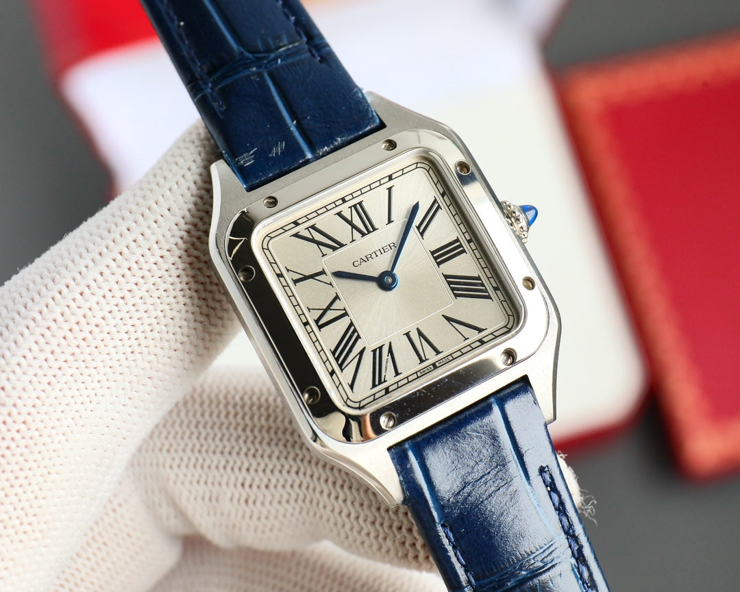 Silver 316L Steel - Blue Leather - Automatic - 42mm