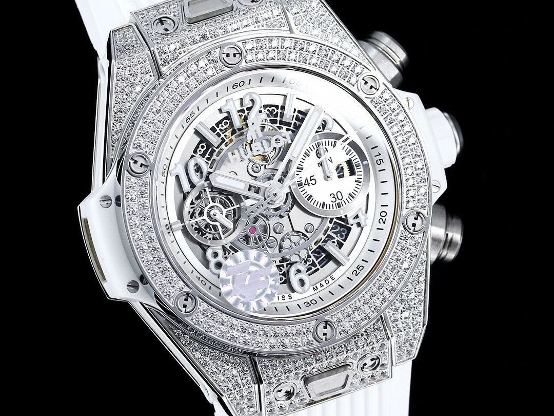 Chronograph - Silver - White Rubber - Automatic - 42mm