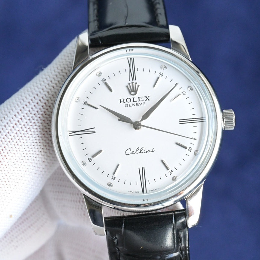 Silver White - Black Leather - Automatic - 42mm