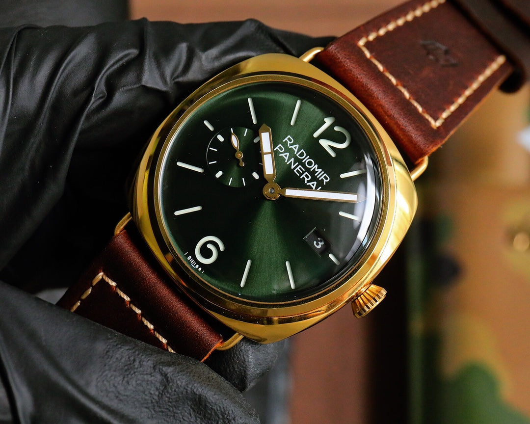 Green Rosegold - Brown Leather - Automatic - 44mm