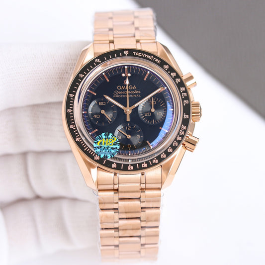Chronograph -Moon- Black-Rosegold 316L Steel- Automatic - 42mm