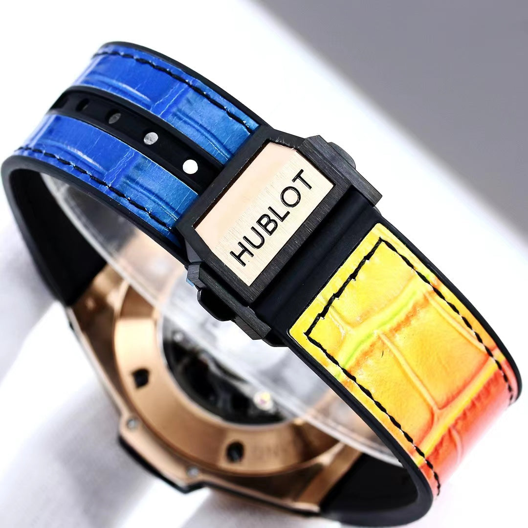 TOP! Rainbow Hollow 904L Steel - Rainbow Leather - Automatic - 42mm