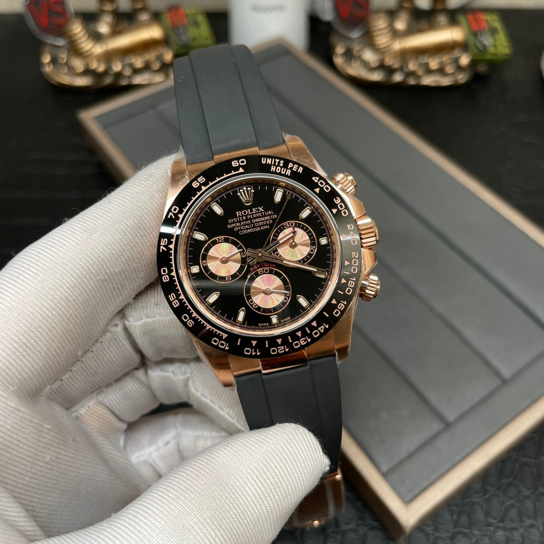 Chronograph -C-Factory -Black Rosegold - Black Rubber- Automatic - 40mm