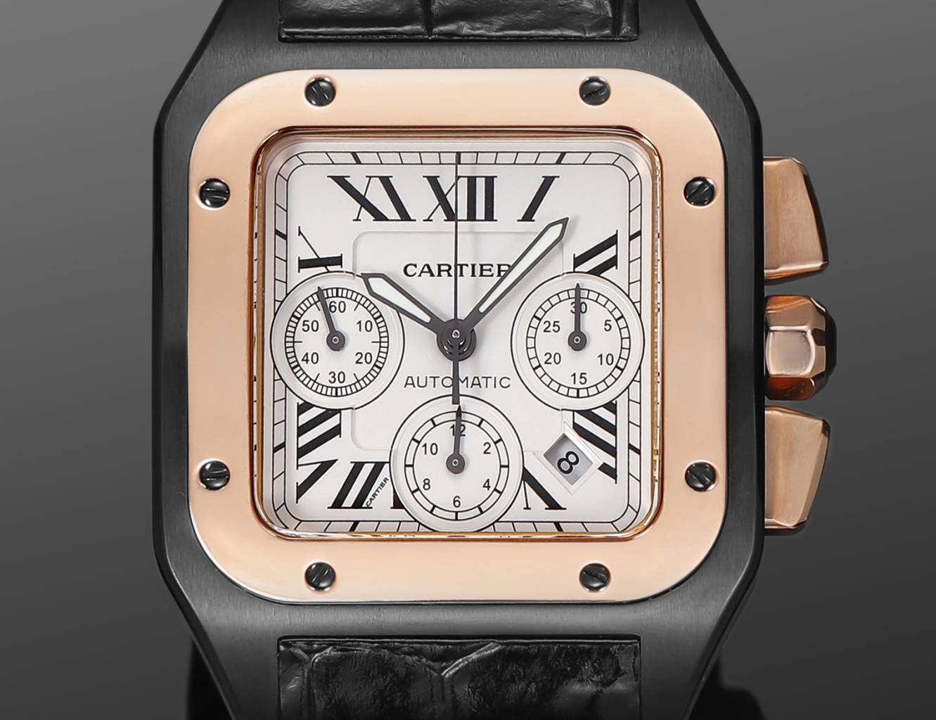 Chronograph - White Yellow 316L Steel - Black Leather - Automatic - 42mm