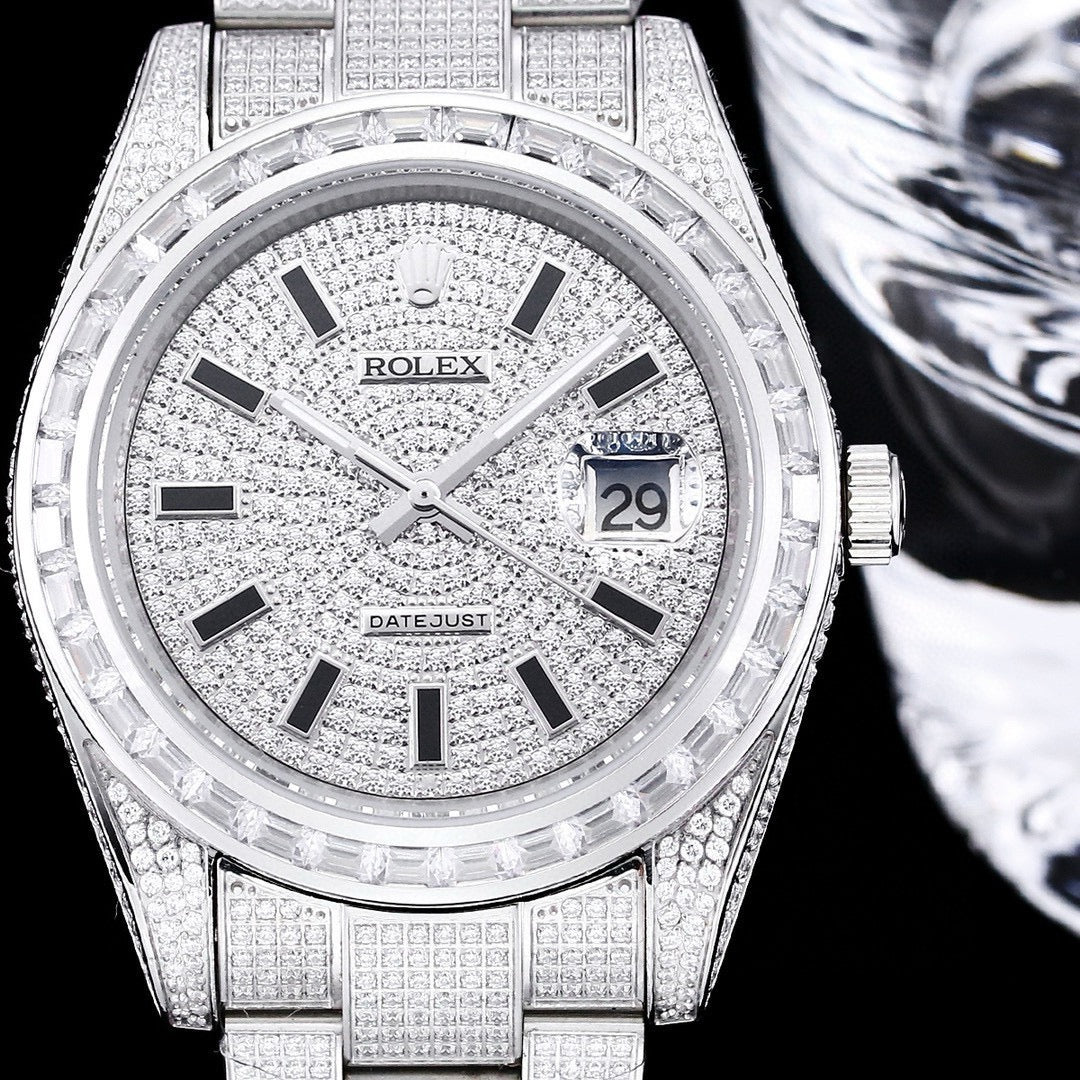 Full rhinestone - White Silver - 904L Steel - Automatic - 41mm