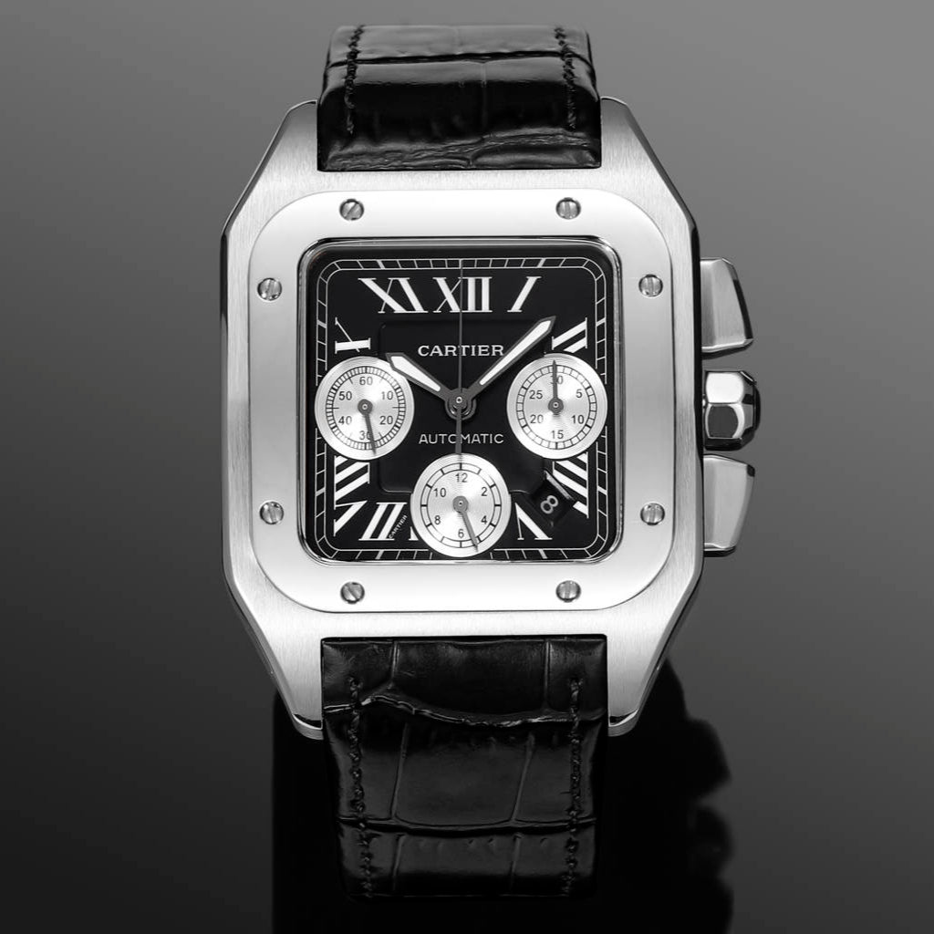 Chronograph - Black White 316L Steel - Black Leather - Automatic - 42mm