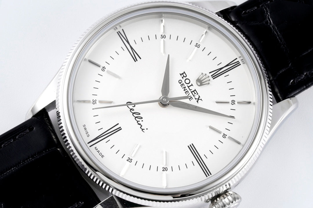 White -904L Silver - Black Leather - Automatic - 39mm
