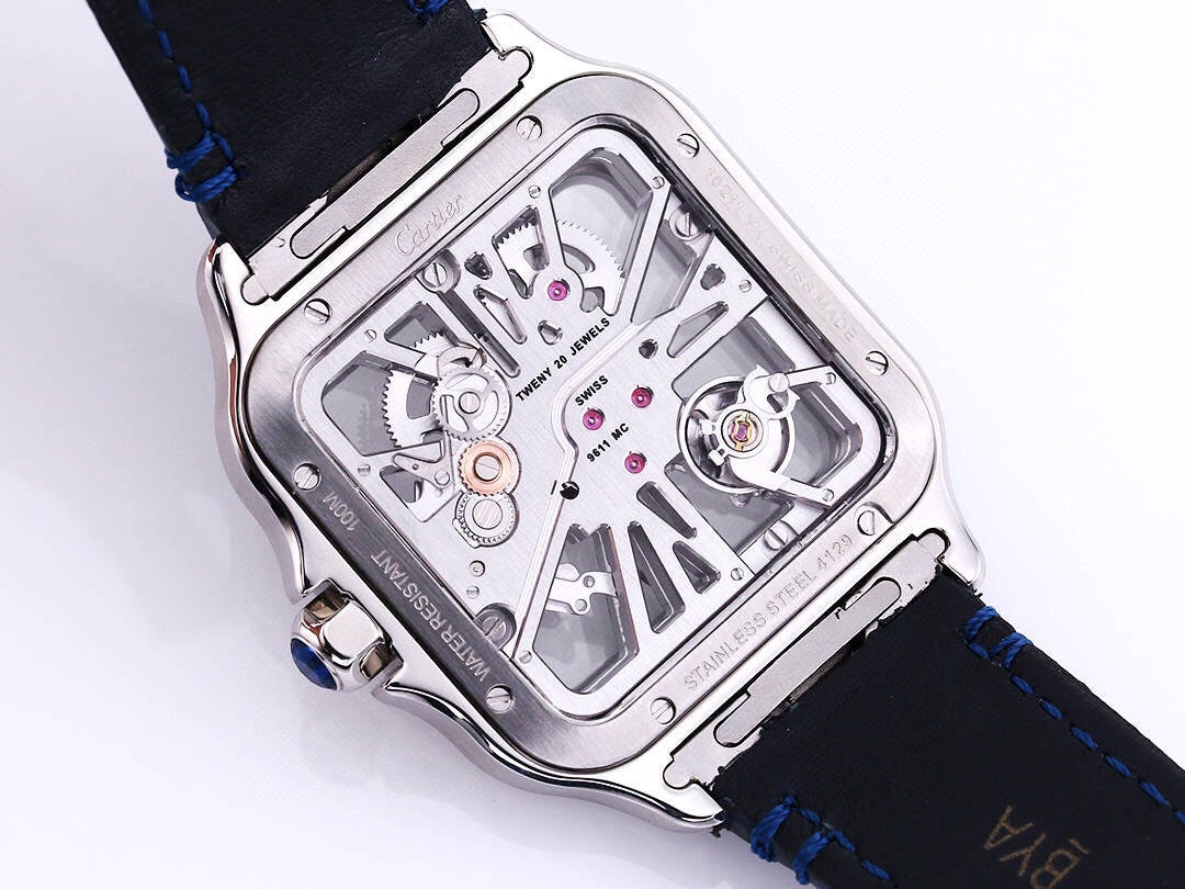 Two hands -Blue Silver -Ultra-thin Hollow -Blue Leaher - Automatic - 40mm