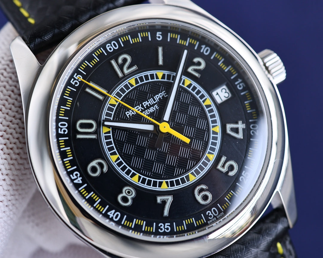 Yellow Black - Black Leather - Automatic - 40mm