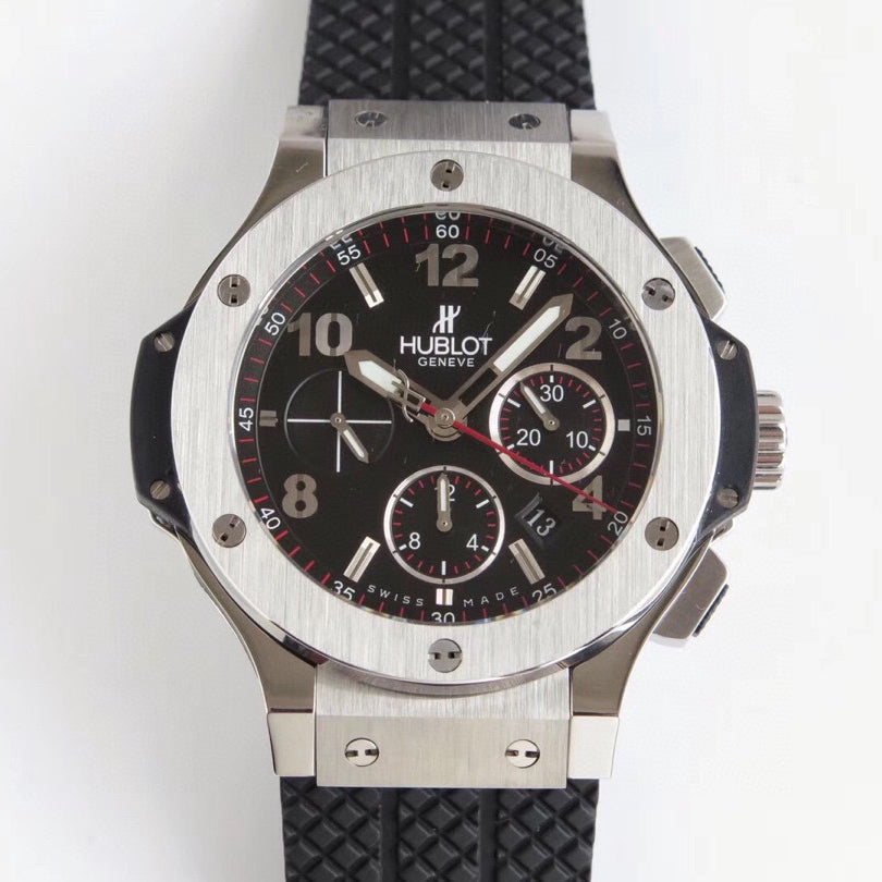 Chronograph -Black Silver  - Black Rubber - Automatic - 44mm