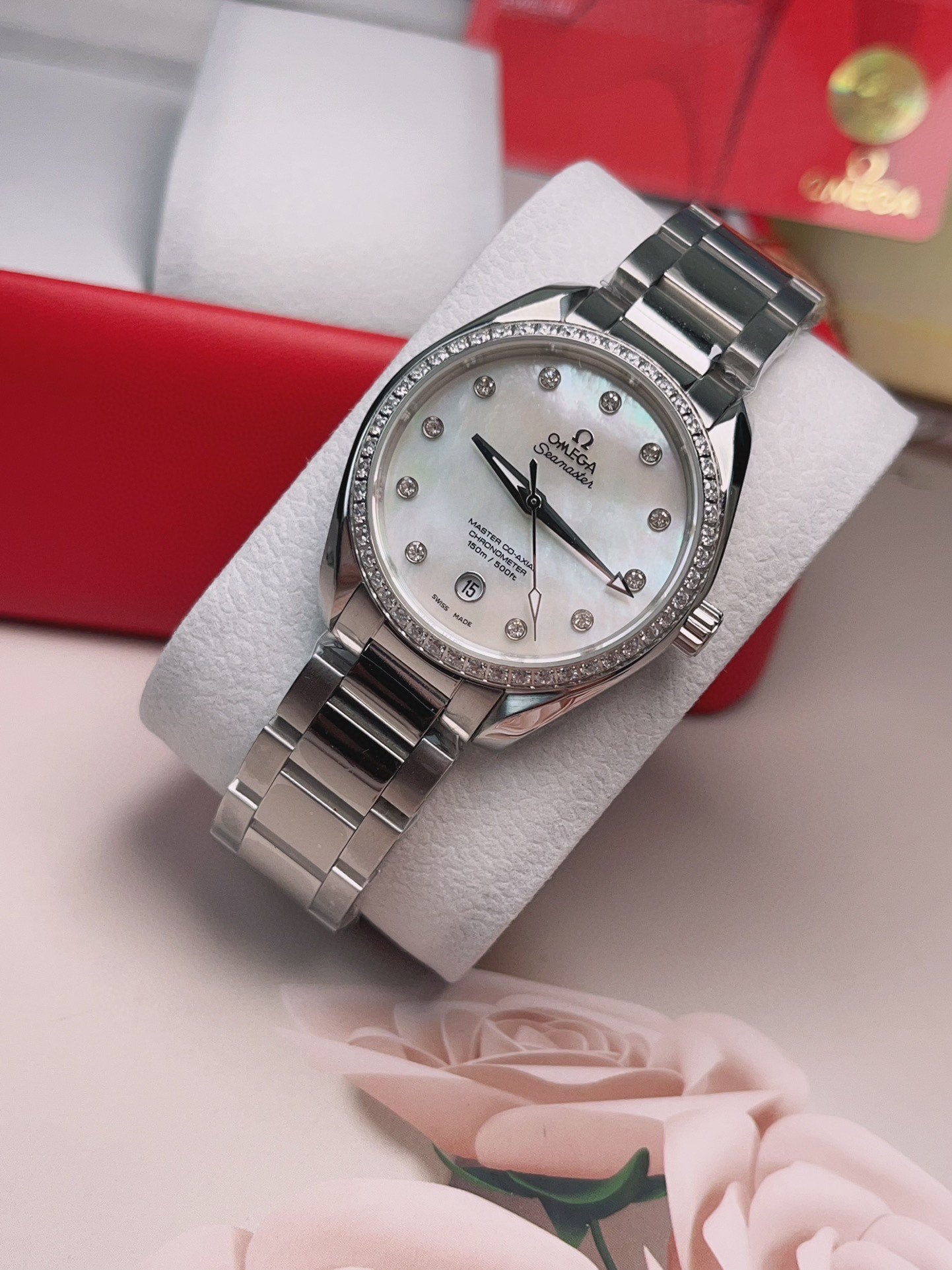 LADY -Diamond bezel -White Silver- Silver Gold 904L Steel- Quartz - 34mm