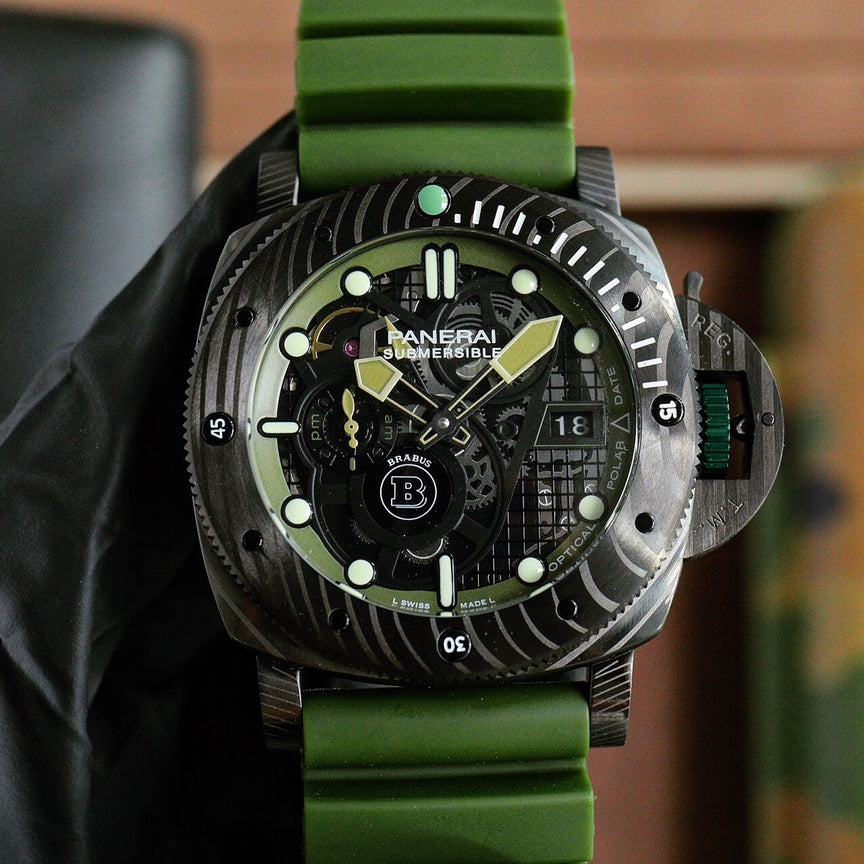 Torbillon -Black 316L Steel - Green Rubber - Automatic - 47mm