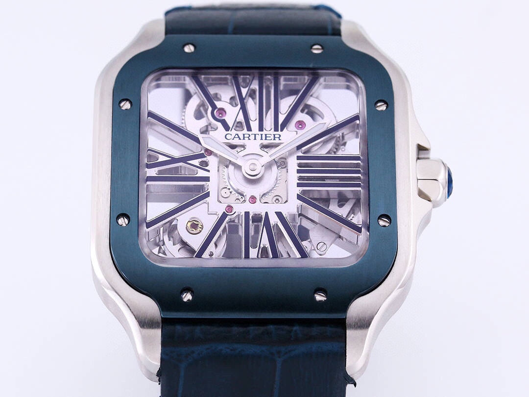 Two hands -Blue Silver -Ultra-thin Hollow -Blue Leaher - Automatic - 40mm