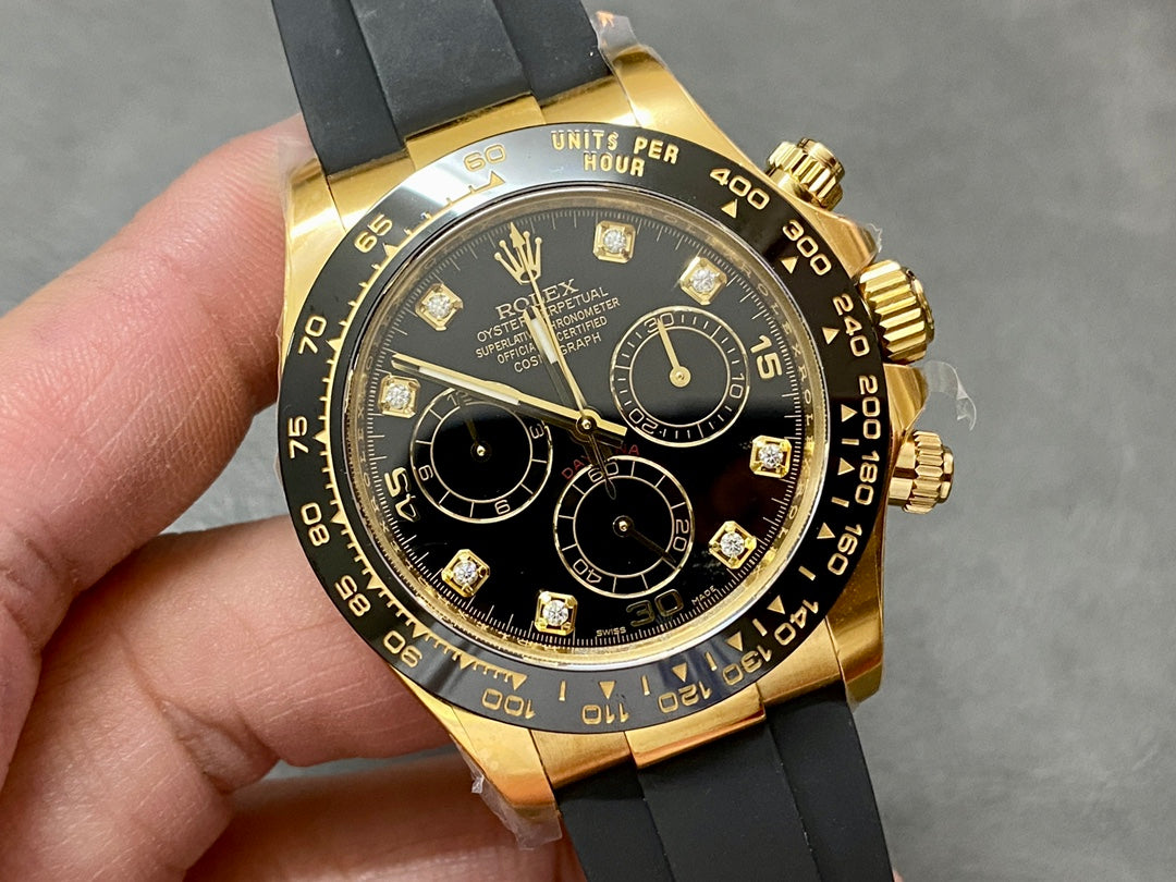 Chronograph -C-Factory -Black Yellow - Black Rubber- Automatic - 40mm