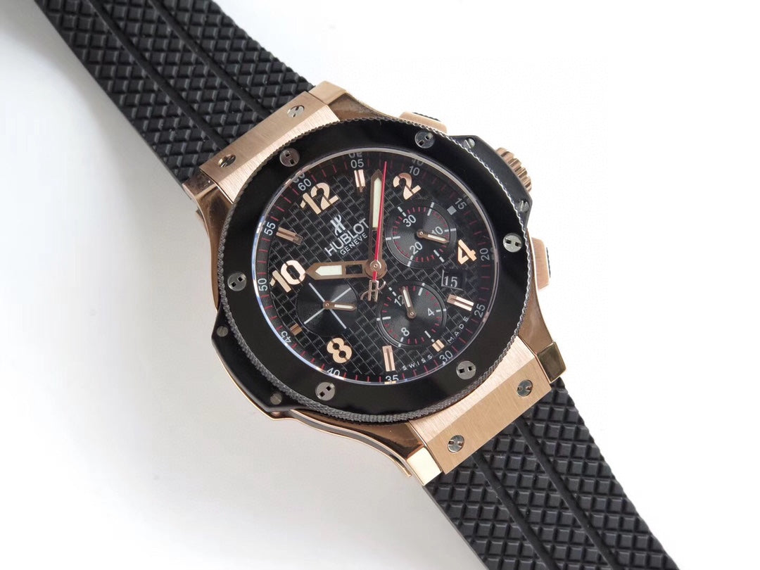 Chronograph -Black -Rosegold Ceramic - Black Rubber - Automatic - 44mm