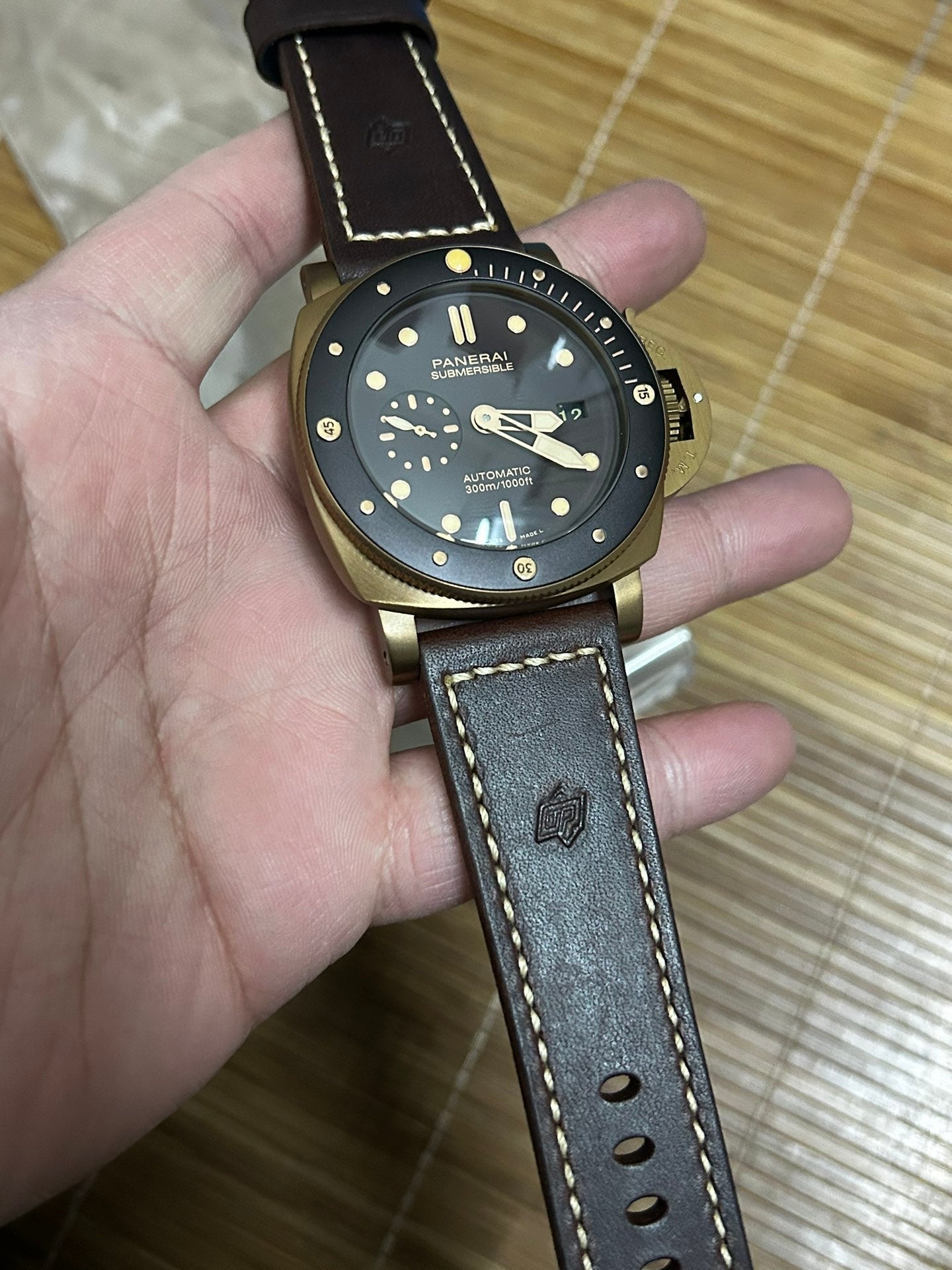 316L Steel Black -Yellow Gold - Dark Brown Leather - Automatic - 44mm
