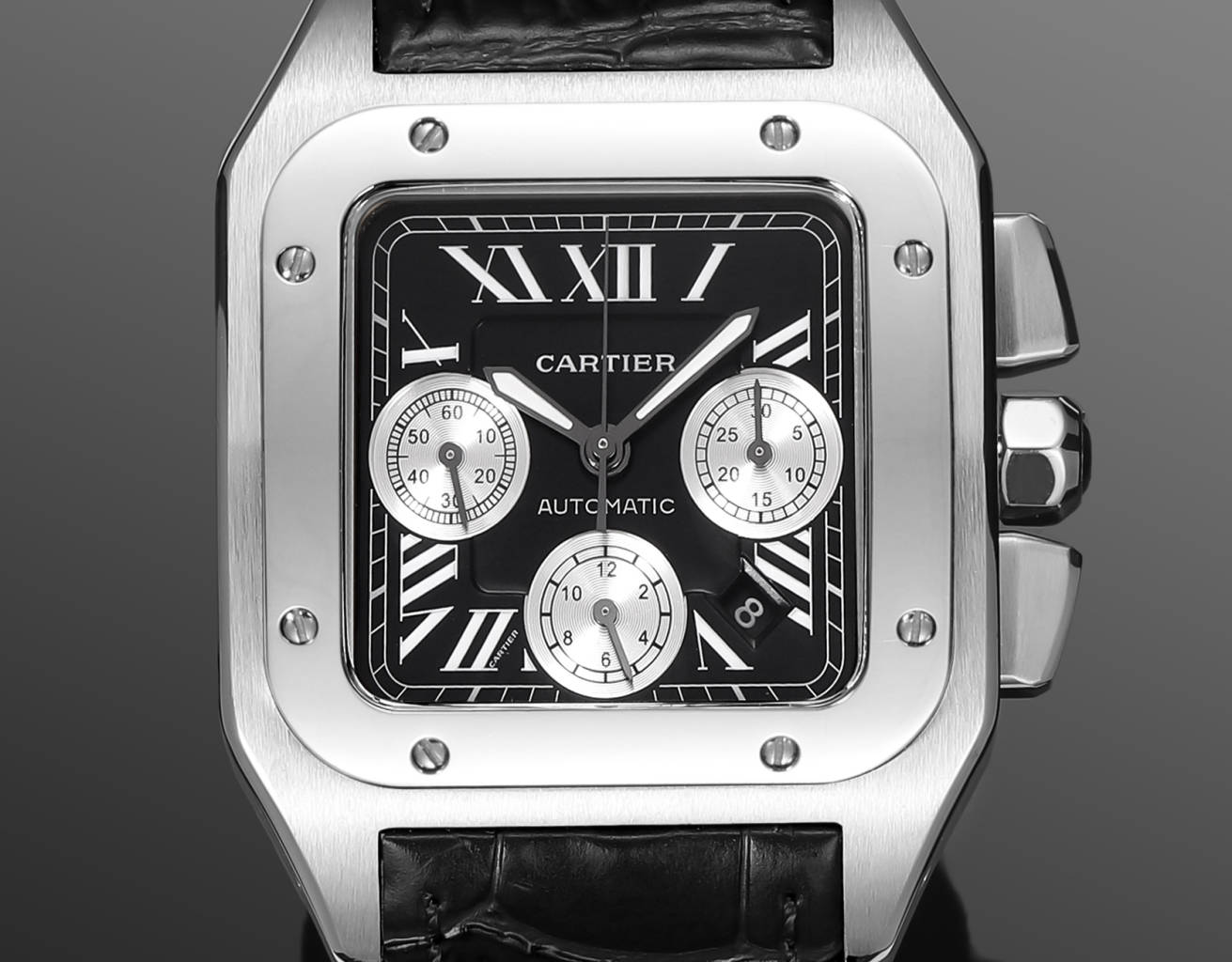 Chronograph - Black White 316L Steel - Black Leather - Automatic - 42mm