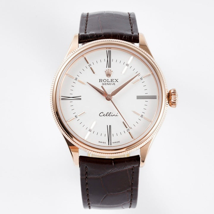 White Yellow -904L Yellow - Brown Leather - Automatic - 39mm