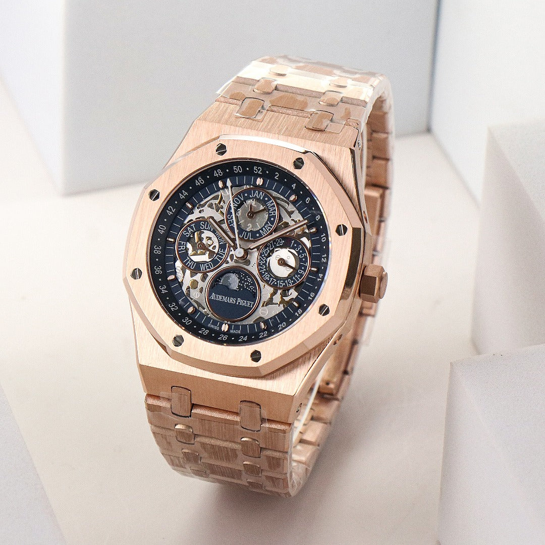 Blue - Rosegold 904L Steel Hollow- Automatic - 41mm