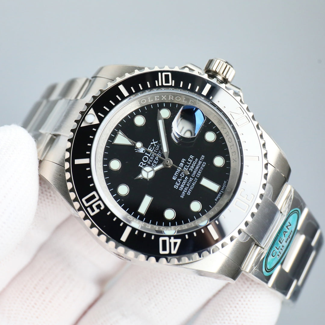 L Size - Black -Silver 904L Steel -Automatic- 43mm