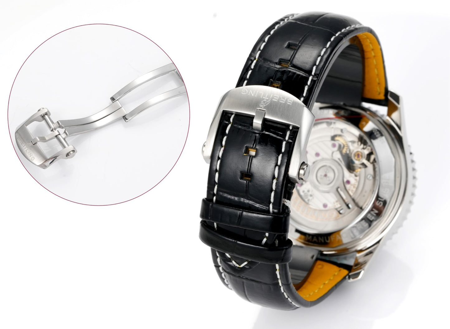 Chronograph - White Bezel- Panda Face - N-Timer - Black Leather - Automatic - 43mm